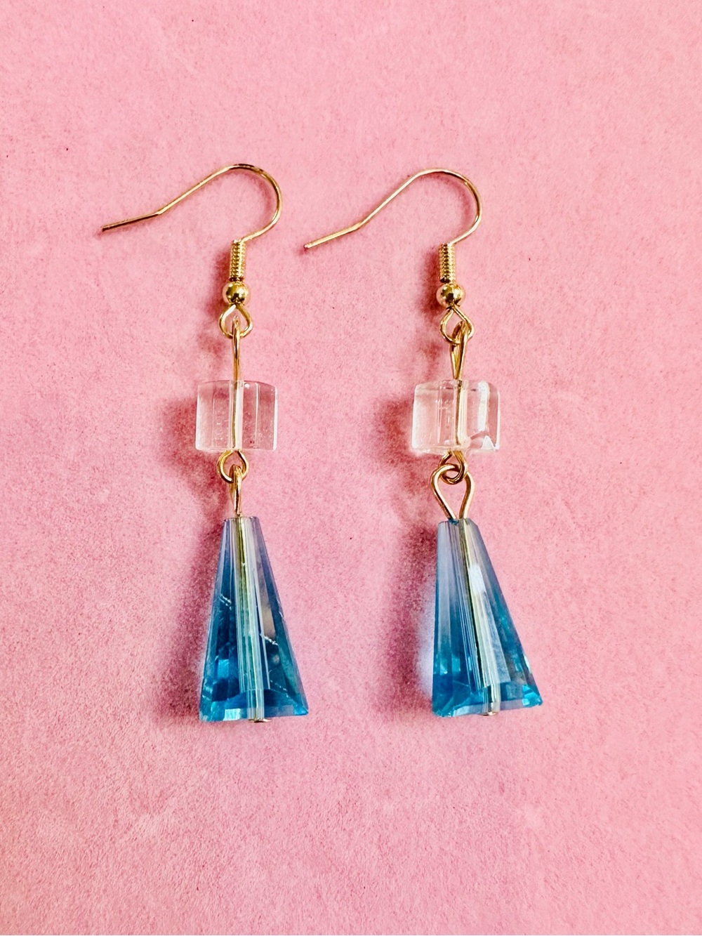 Aqua Blue Faceted Drop Earrings